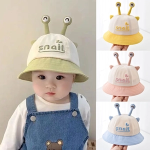 Cute baby sun hat with snail design and snail embroidery in various colors for kids