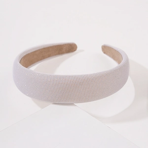 Minimalist white mesh fabric sponge headband with vintage textured finish for women