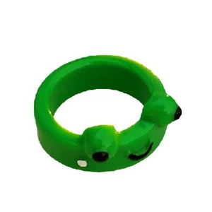 Cute green cartoon frog open ring made of smooth resin material for women and girls