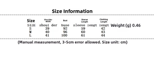 Detailed size guide table for tweed two-piece set featuring feathers for elegant women