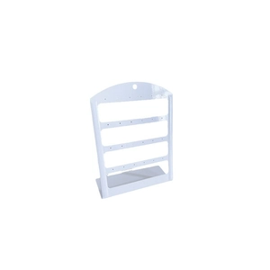 Professional white acrylic earring display stand with four tiers and a stable base