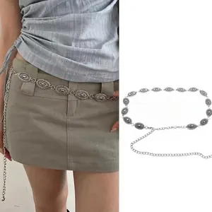 Vintage Metal Waist Chain Belt Butterfly Oval Decorative Adjustable Body Jewelry Accessory For Women