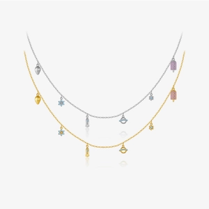 925 Sterling Silver Necklace With Planet Flower Airplane Ice Cream Strawberry Rhinestone Pendant For Women Fashion Jewelry