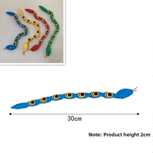 Detail of colorful flexible plastic snake toy with movable joints and 30cm length