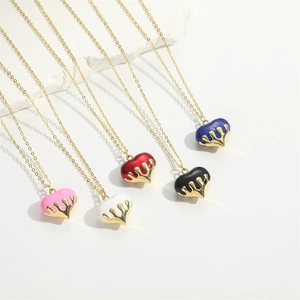 Melting heart pendant necklaces in five colors with delicate gold-plated chains for women