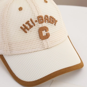 Kids breathable mesh baseball cap with HII-BABY letter embroidery for summer shade