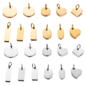 Stainless Steel Small Charms Polished Heart Round Oval Rectangle Geometric Pendants DIY Jewelry Making Supplies Necklace