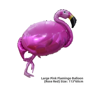 Large rose red flamingo aluminum foil balloon for Hawaiian themed party decor, 113x60cm