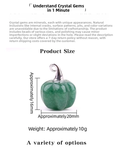 Detailed size specifications for the green crystal pumpkin pendant with metal clasp