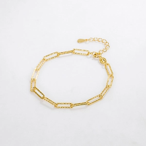 925 Sterling Silver Paperclip Chain Bracelet For Women Hammered Texture Adjustable Starry Galaxy Design Fashion Jewelry