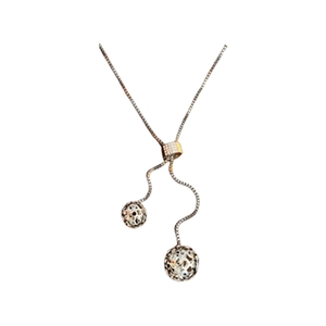 Collier en Y minimaliste en acier titane avec sphères creuses sur chaîne maille miroir