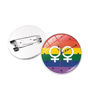 Broche LGBTQ Pride Arc-en-Ciel Dôme en Verre Alliage de Zinc Badge Rond Symbole de Genre Épingle pour Vêtements Sacs Bijoux Accessoires
