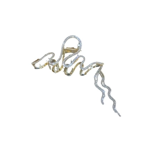 Elegant gold snake hair claw clip with rhinestones for high-end summer hairstyles