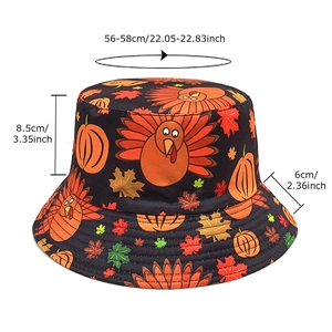 Chapeau bob thème Thanksgiving avec motifs de dinde et citrouille pour extérieur