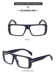 Vues de face et de profil à 45 degrés de lunettes de soleil polarisées noir mat