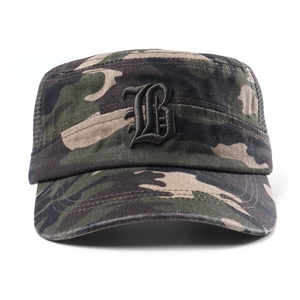 Men's camouflage cadet cap with breathable mesh and gothic letter B embroidery