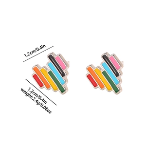 Rainbow heart stud earrings detail with dimensions 1.2cm and weight 2.4g specifications