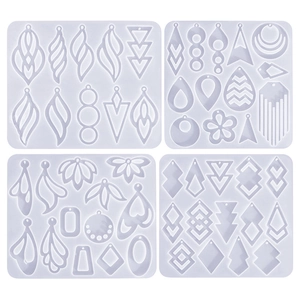4-piece set of geometric silicone molds for DIY resin earrings and pendants