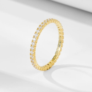 925 Sterling Silver Eternity Ring Micro Pave Cubic Zirconia Minimalist Stackable Band Jewelry For Women Elegant
