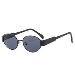 Klassische schwarze ovale Cat-Eye Sonnenbrille mit breiten Bügeln für Damen-Mode