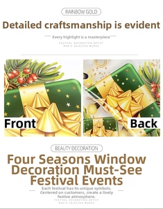 Detail view of green satin Christmas ornament with gold star pattern and festive bow
