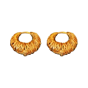 18k gold plated round hoop earrings with detailed woven texture for a luxury look