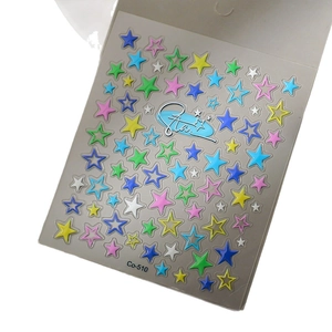 3D colorful star nail art stickers with embossed effect for DIY manicure and craft decor