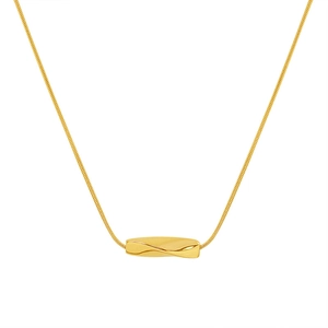 Minimalist 18K gold plated titanium steel twisted pipe pendant necklace on snake chain