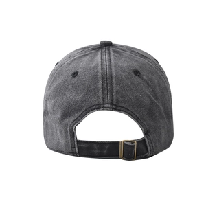 Detailed back view of washed cotton baseball cap featuring adjustable metal buckle