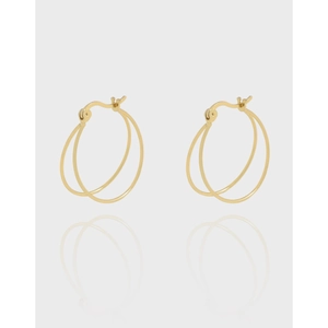 925 Sterling Silver Minimalist Double Hoop Earrings For Women Lightweight Geometric Round Stud Hoops Fashion Jewelry Gift