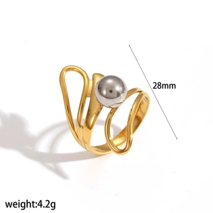 Irregular hollow stainless steel ring with dimensions 28mm and weight 4.2g
