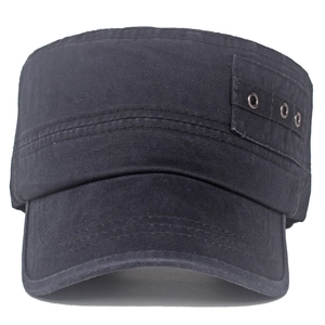 Detail view of cotton cadet cap featuring metallic eyelets and reinforced stitching