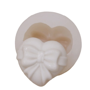3D bow heart silicone mold for mousse cake and DIY baking with a matte white finish