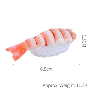 Realistic PVC shrimp sushi model for Japanese food display and decoration, 6.5cm length