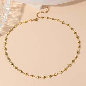 Elegant gold heart-shaped link necklace in stainless steel with adjustable lobster clasp