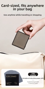 Portable bamboo charcoal facial oil blotting paper in a compact case with mirror
