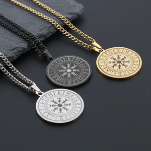 Vintage Wikinger Odin Runen Anhänger Halsketten in Gold, Silber und Schwarz