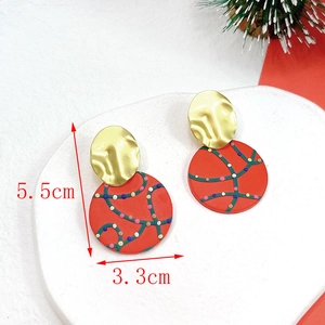 Detailed size view of handmade Santa Claus festive earrings with dimensions 5.5cm by 3.3cm
