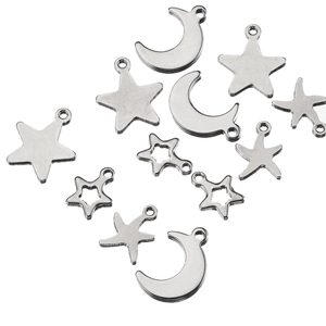 Stainless Steel Star Moon Starfish Pendants Hollow Mini Celestial Charms For DIY Jewelry Making Necklace Bracelet Accessory