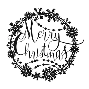 Christmas wall sticker with Merry Christmas lettering and snowflake circular design