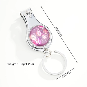 Detailed view showing product dimensions and weight of the donut nail clipper keychain