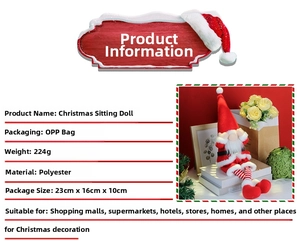 Detail view of sitting Christmas gnome doll with weight 224g and 23x16x10cm dimensions