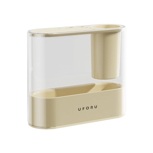 Modern multifunctional kitchen knife holder and utensil organizer in cream white acrylic