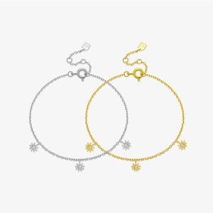 S925 Sterling Silver Flower Bracelet For Women With Rhinestone Sun Flower Charm Adjustable Chain Elegant Fashion Jewelry Gift