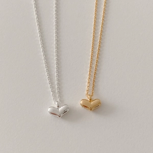 Minimalist 925 sterling silver heart pendant necklace in polished gold and silver finishes
