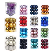 Detailed grid view showing various colors and textures of 36pcs Christmas ball ornaments