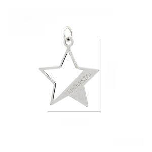 Detailed dimensions of star pendant in rhodium plated copper with Luckystar engraving