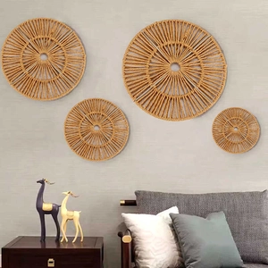Décoration Murale Ronde Tissée Main Paille Jute Maïs Art Circulaire Radial Pour Salon Maison Boho
