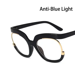 Chic black and gold cat-eye frame glasses with anti-blue light protection and stylish design
