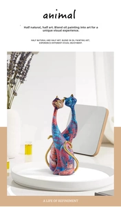Detailed close-up of water transfer printed cat sculptures with abstract oil painting texture